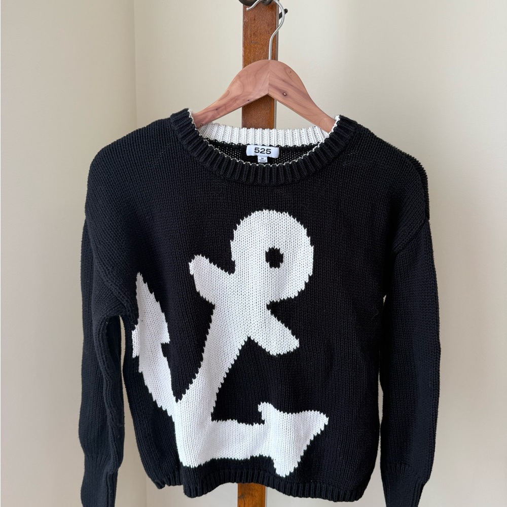 525 America Black and White Anchor Sweater